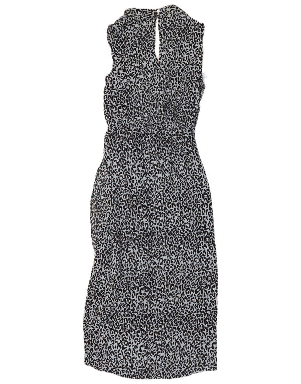 OASIS Dame ærmeløs Maxikjole UK 10 Small Blue Animal Print Polyester