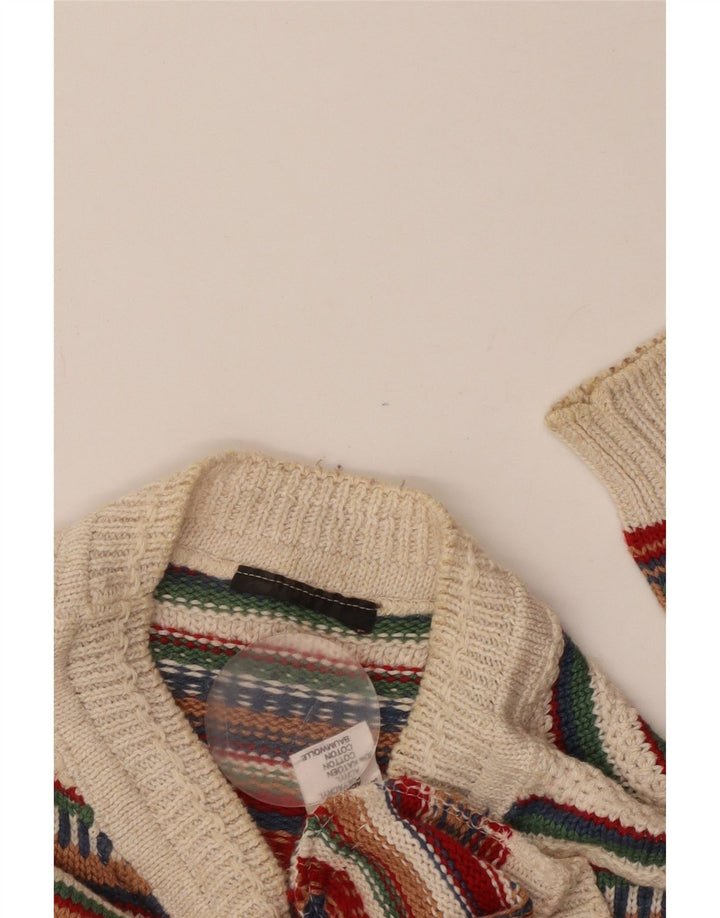 VINTAGE Herre Crew Neck sweater Medium Flerfarvet Stribet akryl