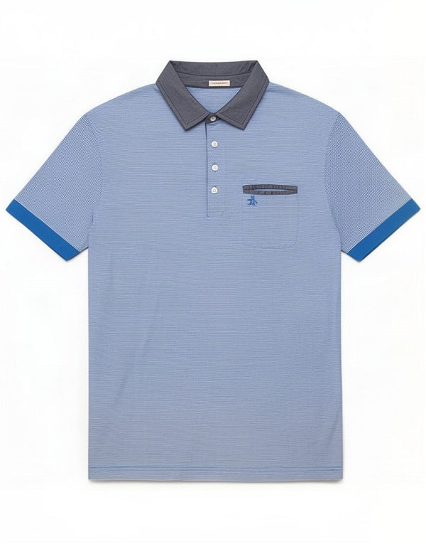 Penguin Heritage Heritage Slim Fit poloshirt XL Blå nålestribet bomuld