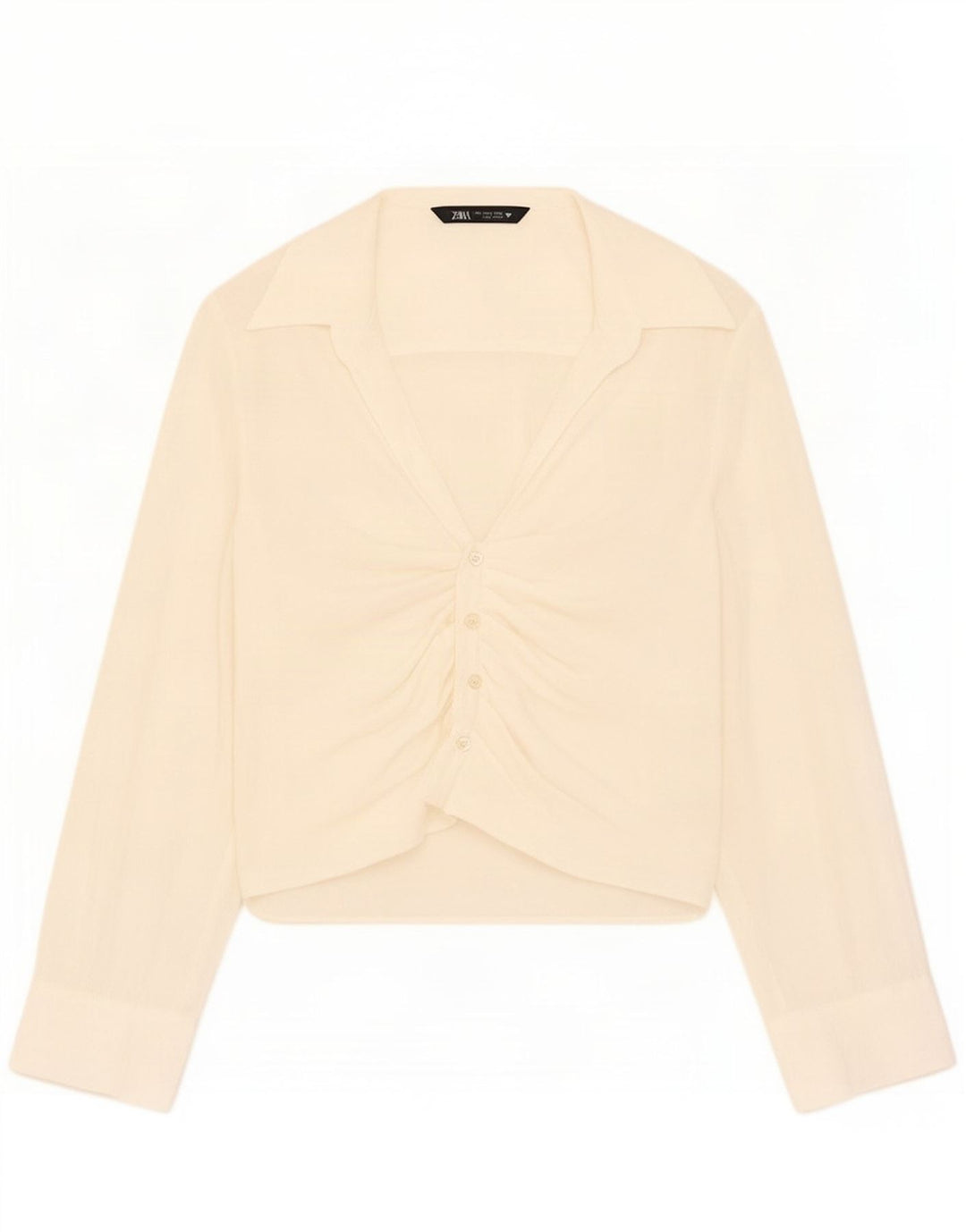Zara Dame Shirt Bluse UK 10 Small Off White Modal