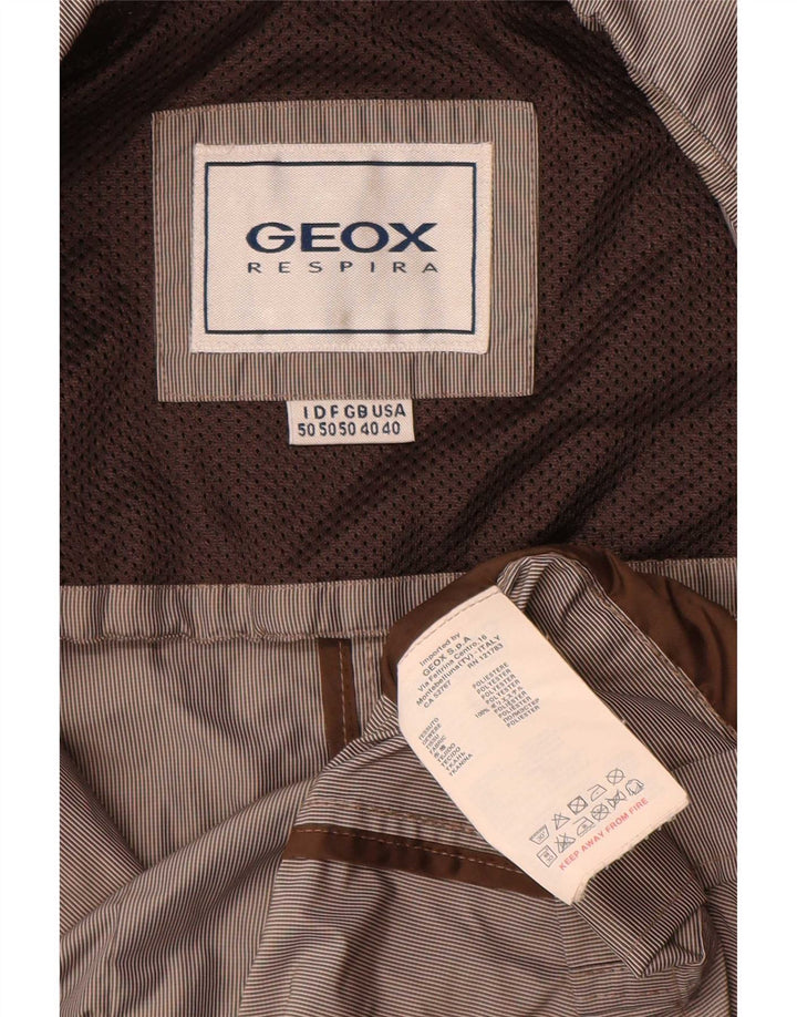 Geox Herre Respira Utility Jacket UK 40 Large Brown Pinstripe Polyester