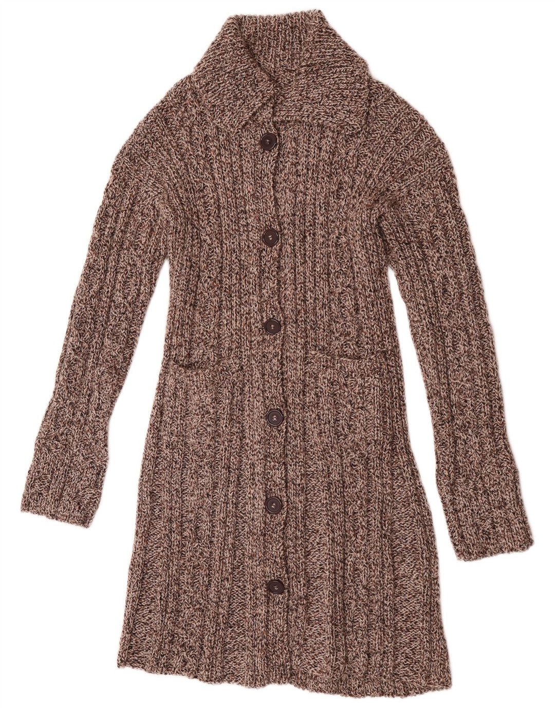 Vintage Dame Longline Cardigan Sweater UK 14 Medium Brown
