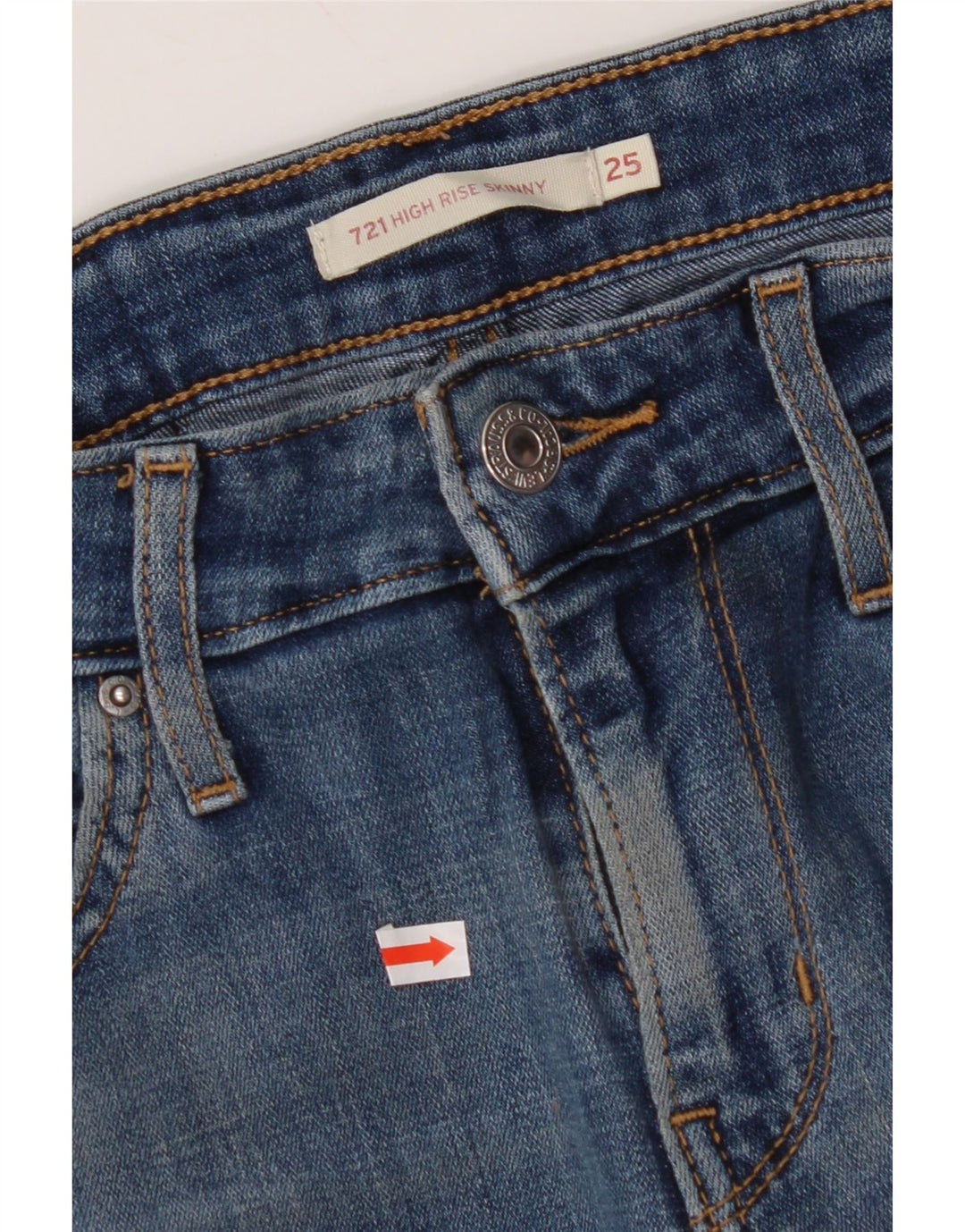LEVI'S Dame 721 Skinny Jeans med høj talje W25 L30 Blå Bomuld