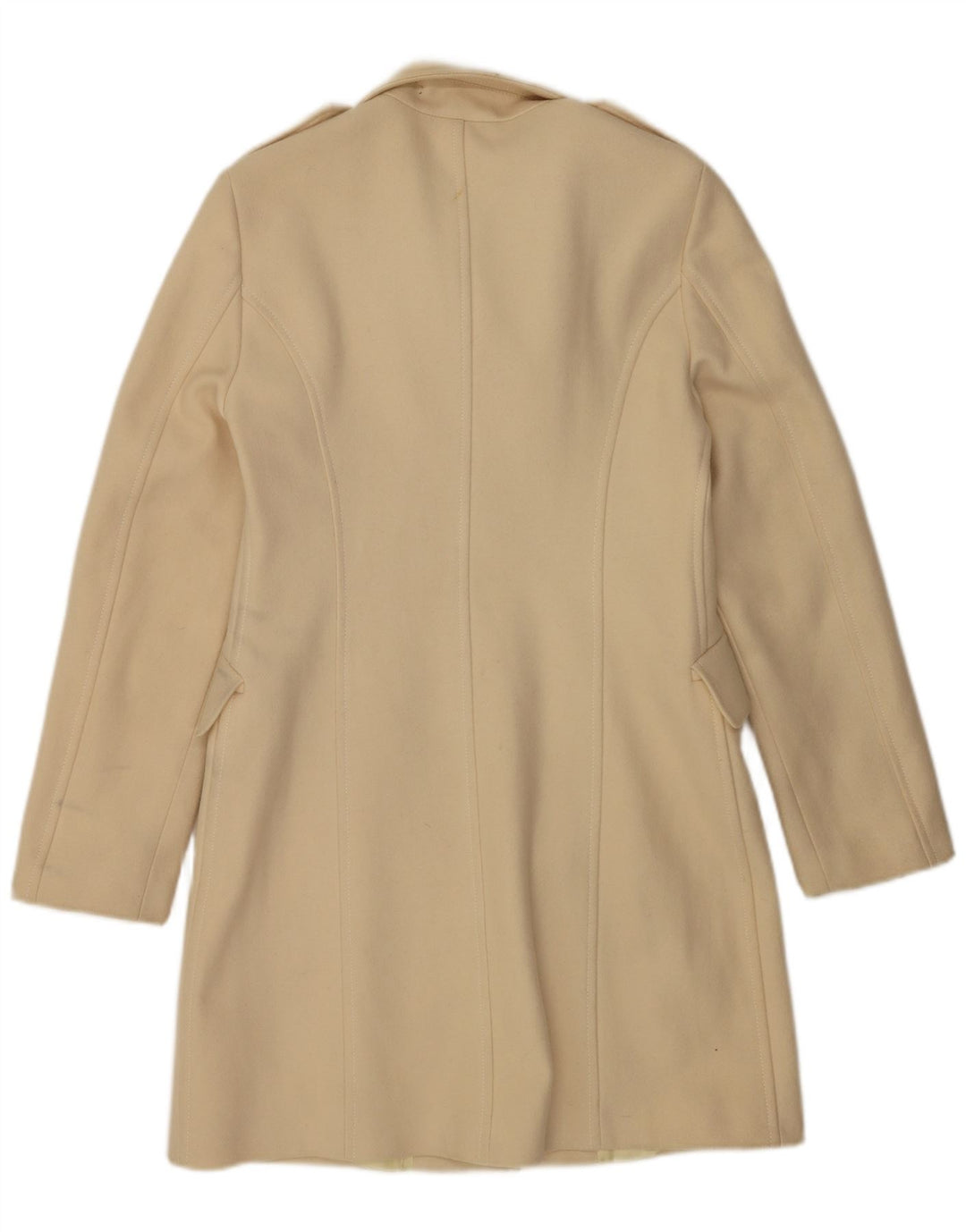 Benetton Dame Overfrakke IT 44 Medium Off White Uld