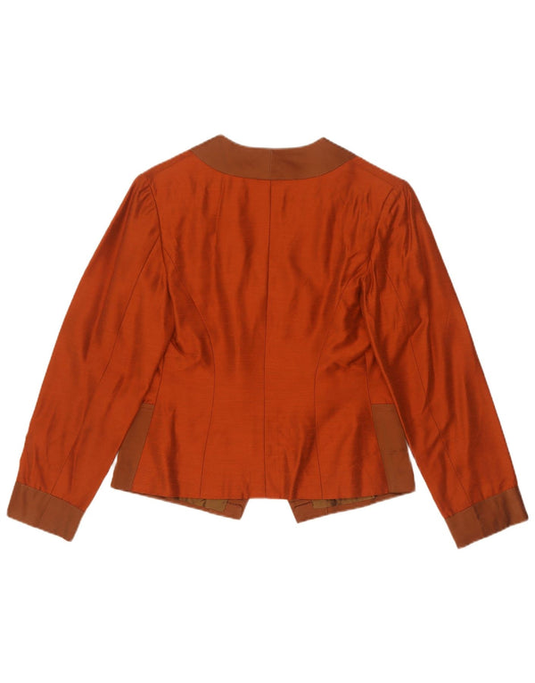 Vintage Dame Crop 1 Knap Blazer Jacket UK 10 Small Orange Colourblock
