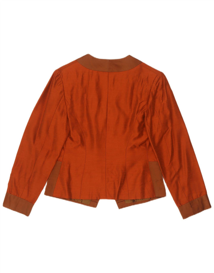 Vintage Dame Crop 1 Knap Blazer Jacket UK 10 Small Orange Colourblock