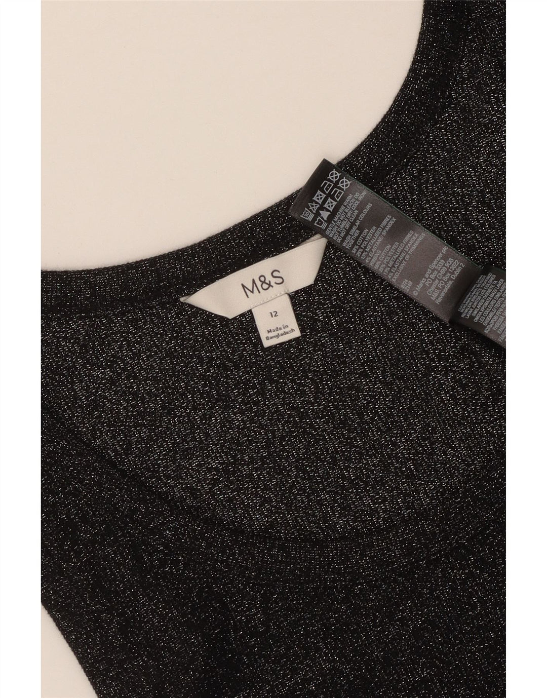 Marks & Spencer Damevest Top UK 12 Medium Sort Flecked Bomuld
