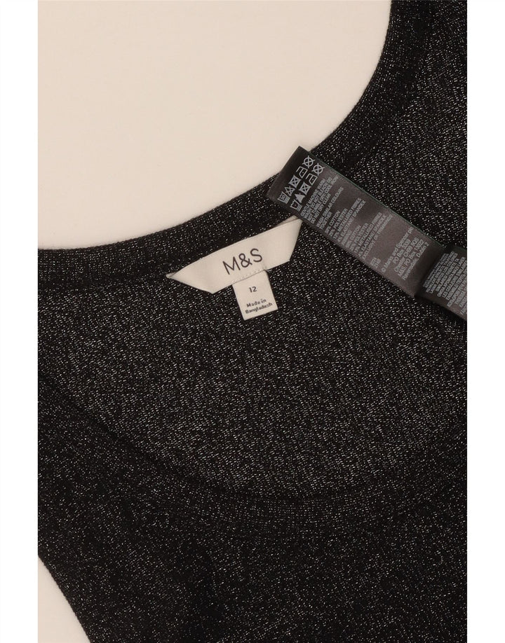 Marks & Spencer Damevest Top UK 12 Medium Sort Flecked Bomuld