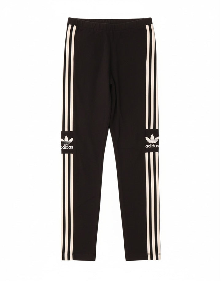 ADIDAS Womens Graphic Leggings UK 10 Small Black Cotton