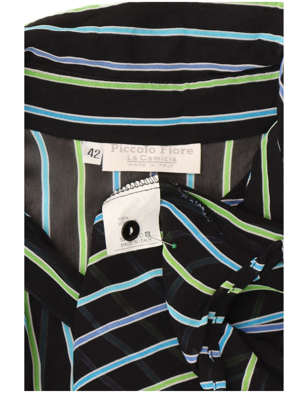 Vintage Dame Gennemsigtig Skjorte Bluse IT 42 Medium Sort Stribet