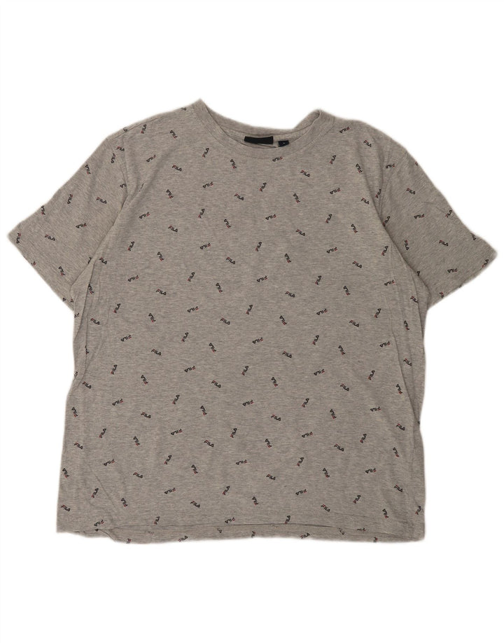 FILA Herre Grafisk T-Shirt Top Stor Grå Bomuld
