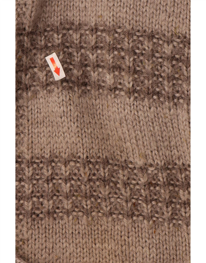 Vintage herre rund hals sweater mellem grå stribet