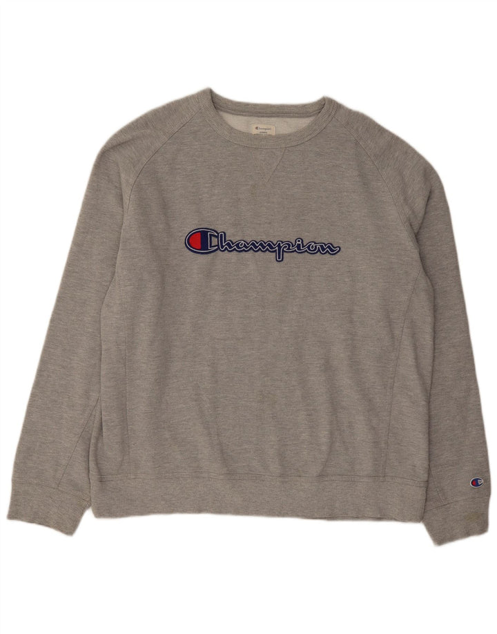 Champion Herre Grafisk Sweatshirt Jumper 2XL Grå Flecked