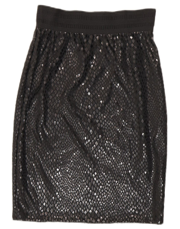 Vintage Midi-nederdel til kvinder W26 Small Black Argyle/Diamond Polyester