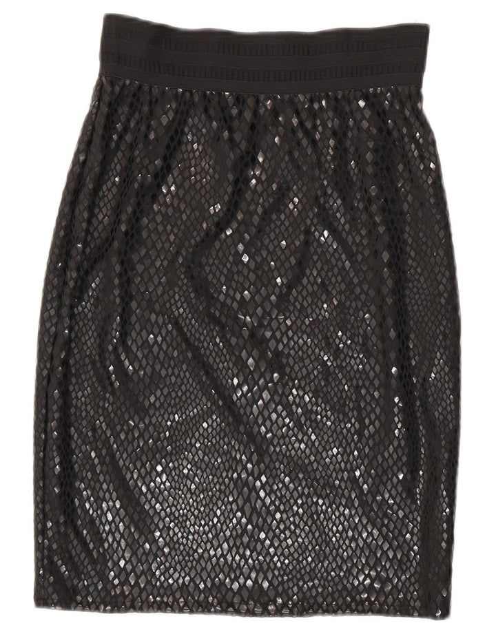 Vintage Midi-nederdel til kvinder W26 Small Black Argyle/Diamond Polyester