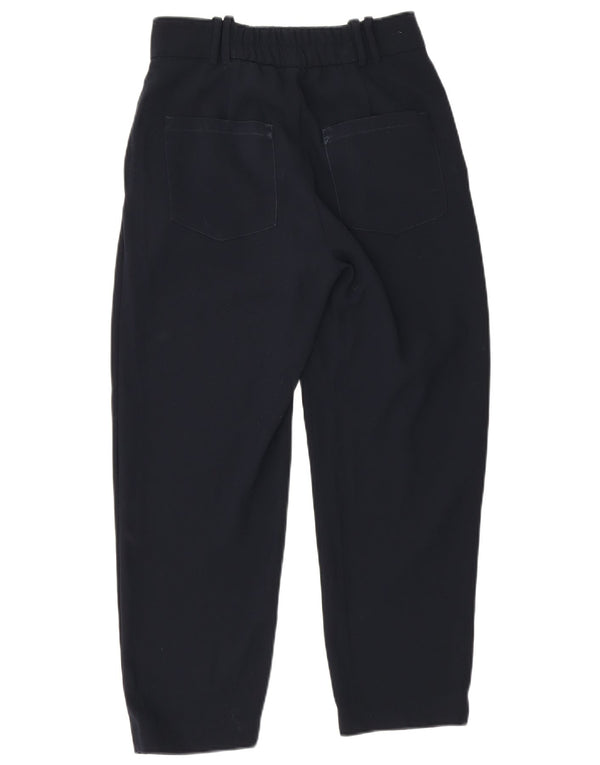 Zara Womens Loose Fit Cropped Trousers Small W26 L24 Navy Blue Polyester