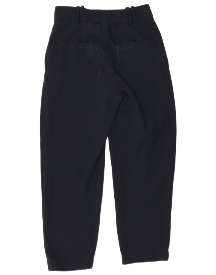 Zara Womens Loose Fit Cropped Trousers Small W26 L24 Navy Blue Polyester