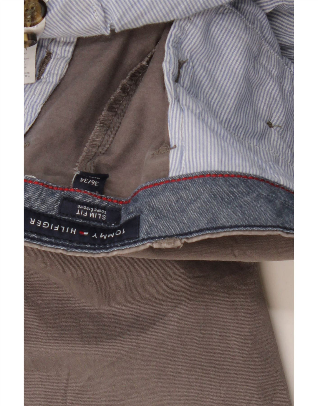 TOMMY HILFIGER Slim Fit Chinobukser til mænd W36 L31 Grå bomuld