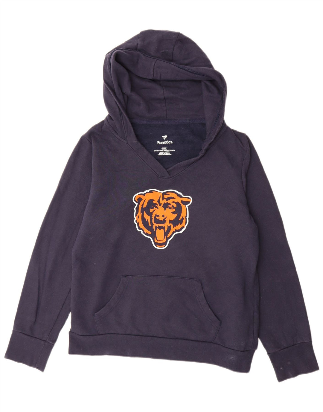 FANATICS Dame Chicago Bears Grafisk hættetrøje trøje UK 16 Large Navy Blue