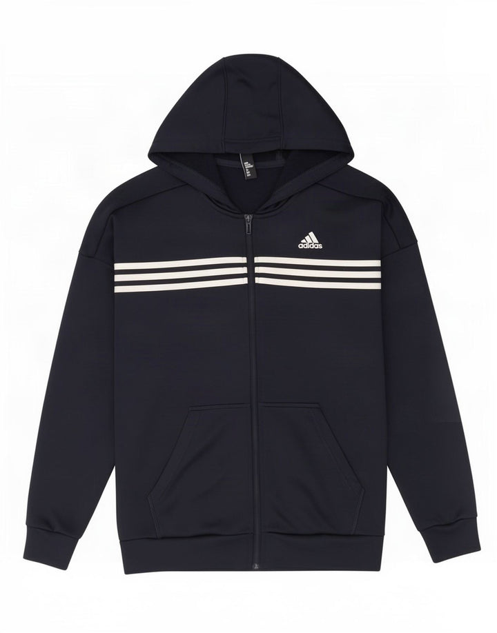 Adidas Mens Zip Hoodie Sweater Medium Navy Blue Polyester