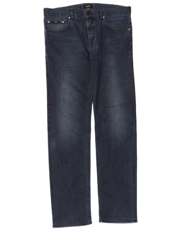 HUGO BOSS Straight jeans til mænd W34 L34 Marineblå bomuld