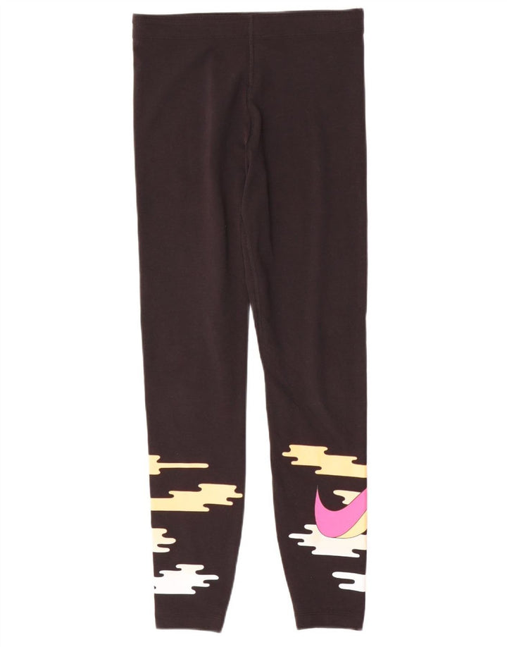 Nike Dame Grafiske Leggings UK 14 Medium Sort Colourblock
