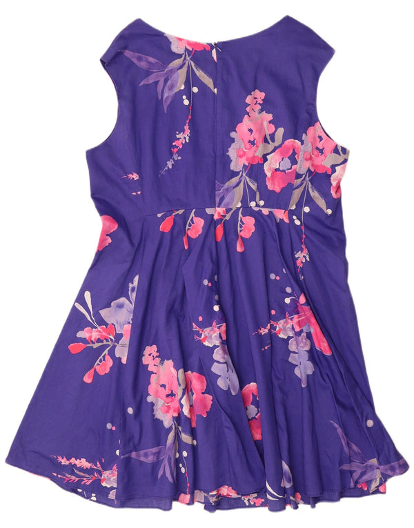 Joules Dame Ærmeløs Swing Dress UK 20 2XL Lilla Blomster Bomuld