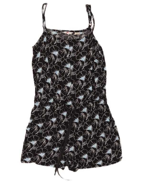 Levi's Dame Ærmeløs Playsuit UK 10 Small Black Floral Viscose