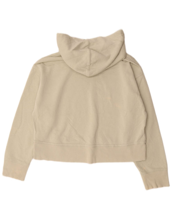 Zara Womens Crop Oversized Hoodie Jumper UK 10 Small Off White Bomuld