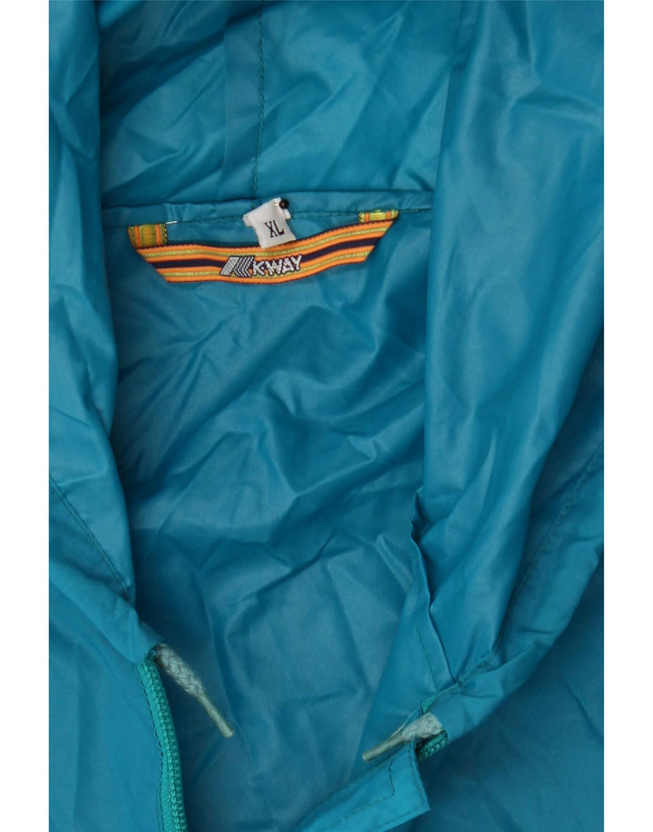 K-WAY Mens Hooded Rain Jacket UK 42 XL Blue Vintage K-Way and Second-Hand K-Way from Messina Hembry 