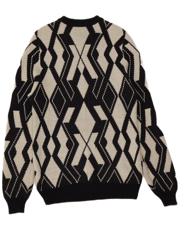 Vintage Dame Crew Neck Jumper Sweater UK 20 2XL Grå Geometrisk