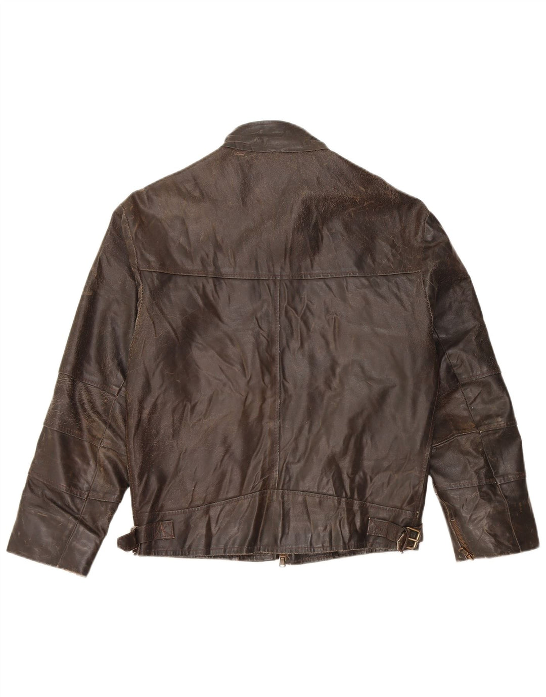 VINTAGE 3/4 ærmet læderjakke til kvinder UK 14 medium brunt læder