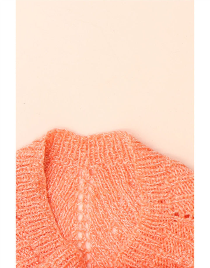 VINTAGE Dame Boat Neck Jumper Sweater UK 14 Large Orange Chevron