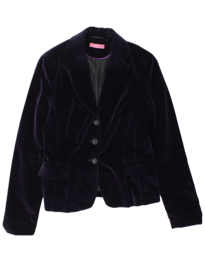SUZANNA Womens Velvet 3 Button Blazer Jacket EU 40 Medium Purple Cotton