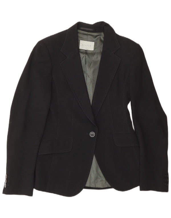 Jigsaw Dame 1 Knap Blazer Jacket UK 8 Small Black Uld Classic