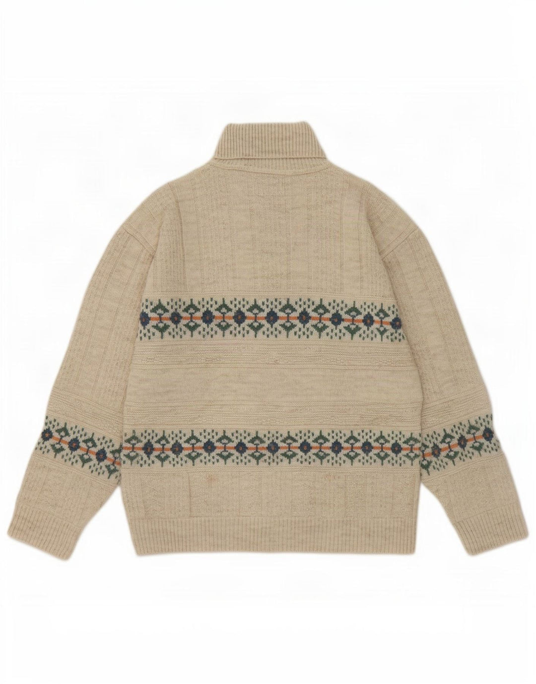 North Pole Herre rullehals sweater Medium Beige Fair Isle
