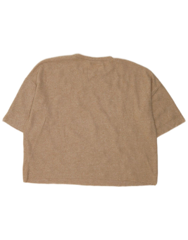 Zara Dame Trafaluc Oversized T-Shirt Top UK 14 Medium Beige Flecked