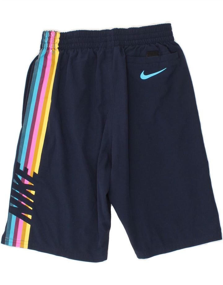 NIKE Mens Graphic Sport Shorts Small Navy Blue Polyester Vintage Nike and Second-Hand Nike from Messina Hembry 