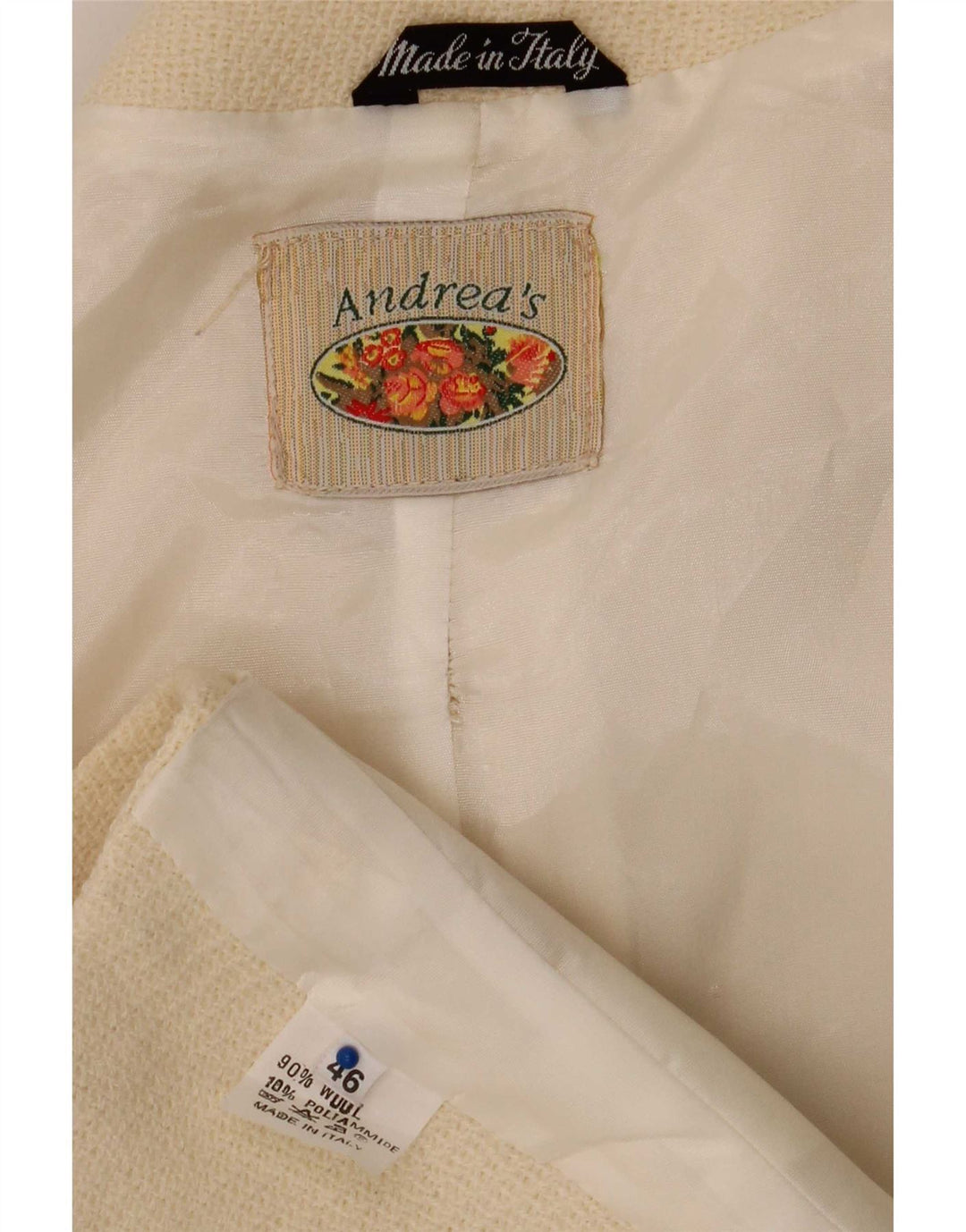 Andrea's Dame 5-knaps 2-delt nederdelsæt IT 46 Large W28 Beige Uld