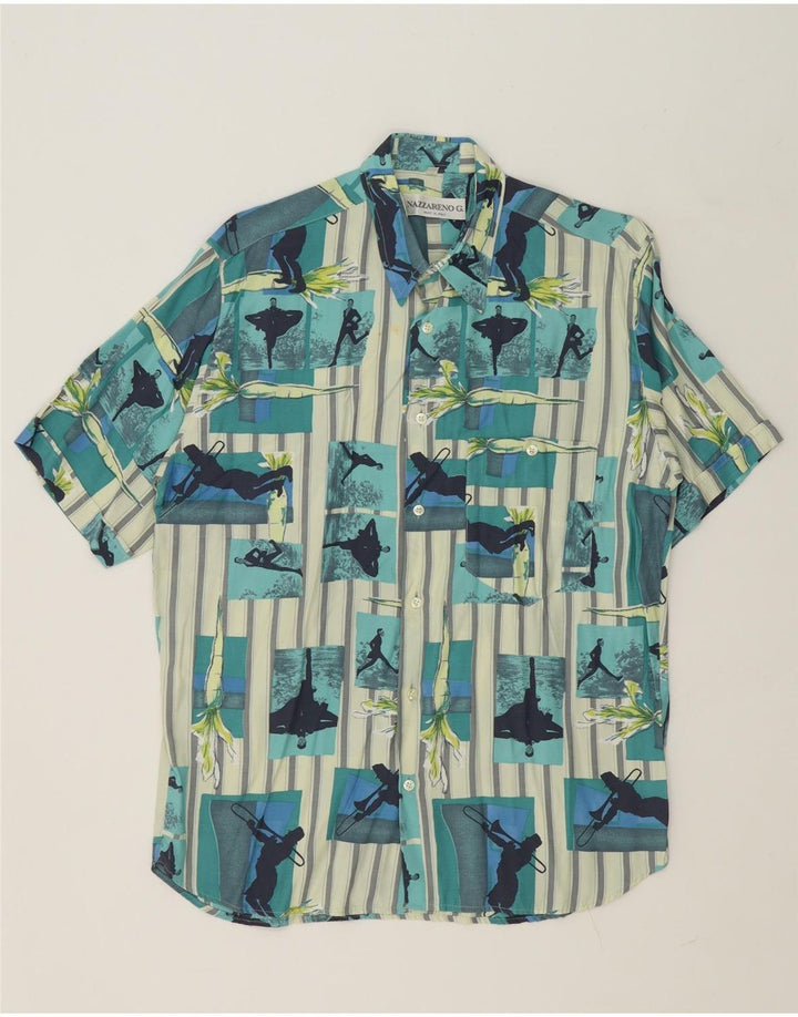 NAZZARENO G. Mens Abstract Pattern Short Sleeve Shirt Small Multicoloured Vintage Nazzareno G. and Second-Hand Nazzareno G. from Messina Hembry 