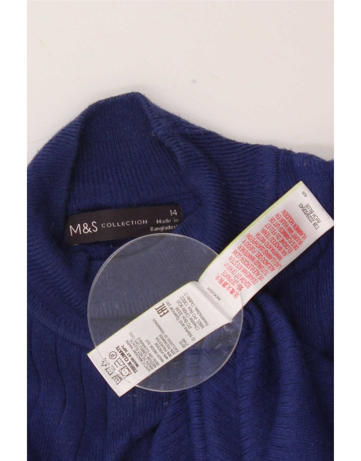 Marks & Spencer Dame Turtle Neck Jumper Sweater UK 14 Medium Blue Viscose