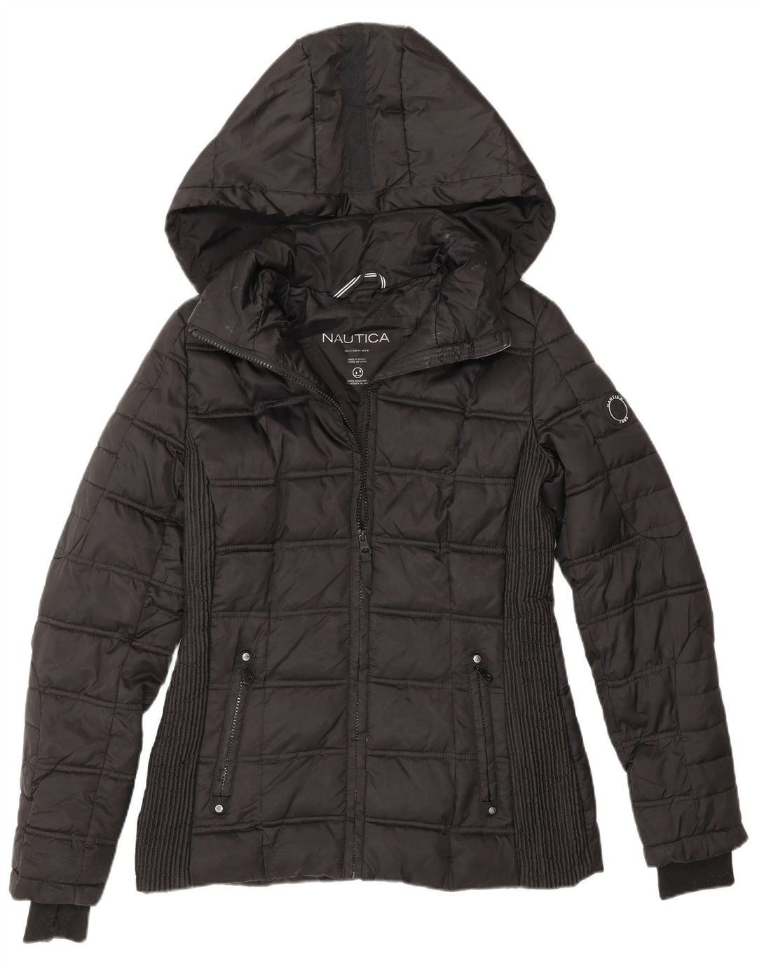 Nautica Polstret hættejakke til kvinder UK 14 Medium Sort Polyester