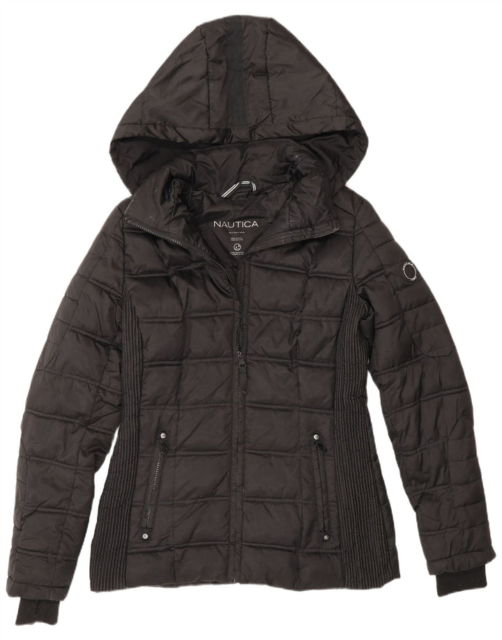 Nautica Polstret hættejakke til kvinder UK 14 Medium Sort Polyester