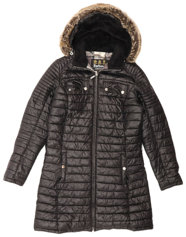 Barbour Dame Hooded Oversized Polstret Frakke UK 10 Small Black Polyester