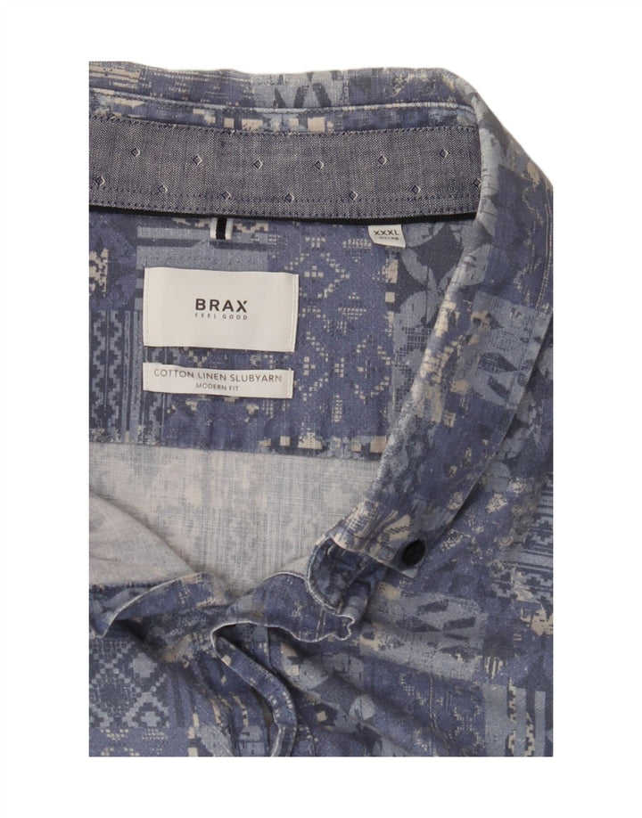 BRAX Mens Modern Fit Short Sleeve Shirt Size 47/48 3XL Blue Patchwork Vintage Brax and Second-Hand Brax from Messina Hembry 