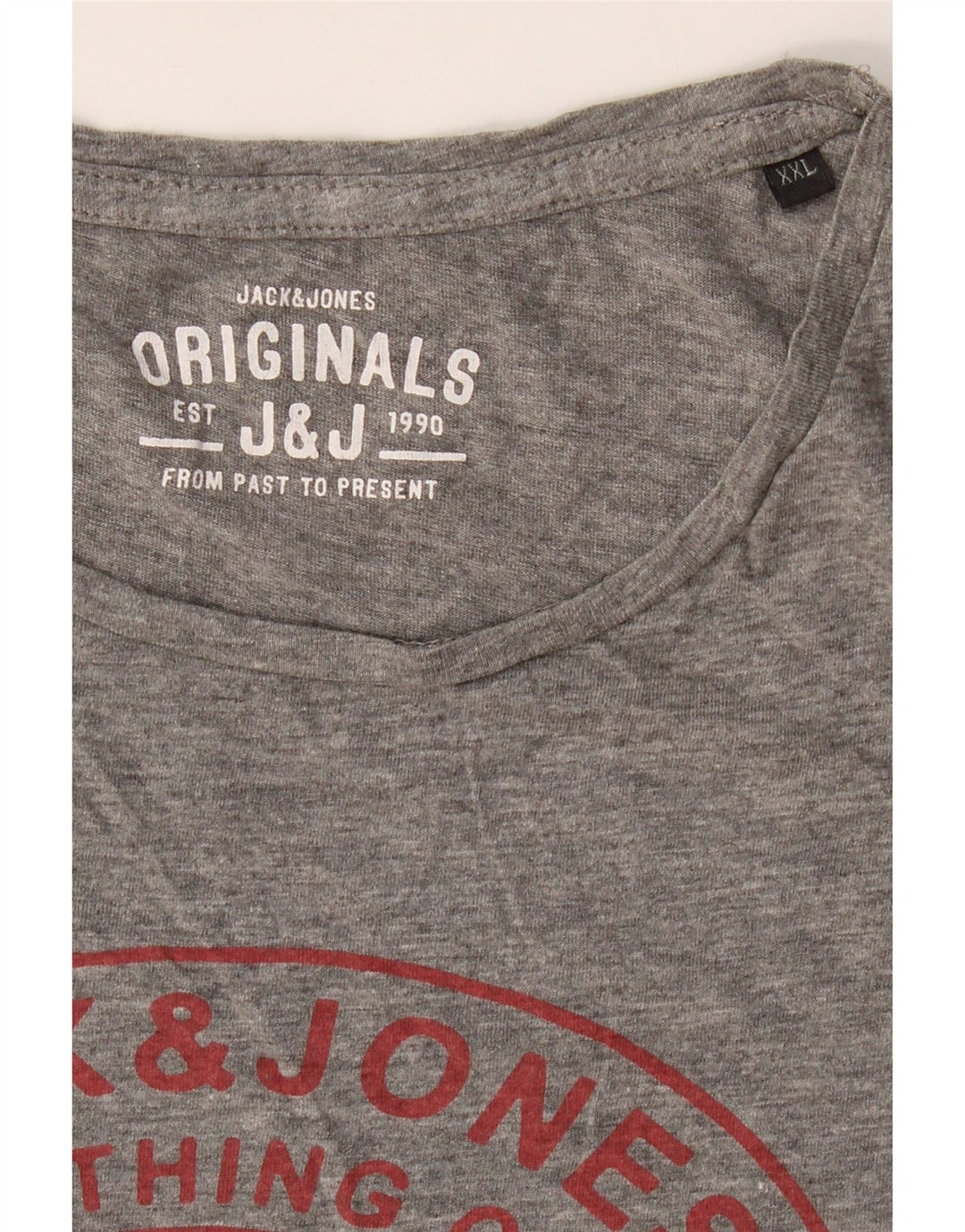JACK & JONES Mens Graphic T-Shirt Top 2XL Grey Cotton Vintage Jack & Jones and Second-Hand Jack & Jones from Messina Hembry 