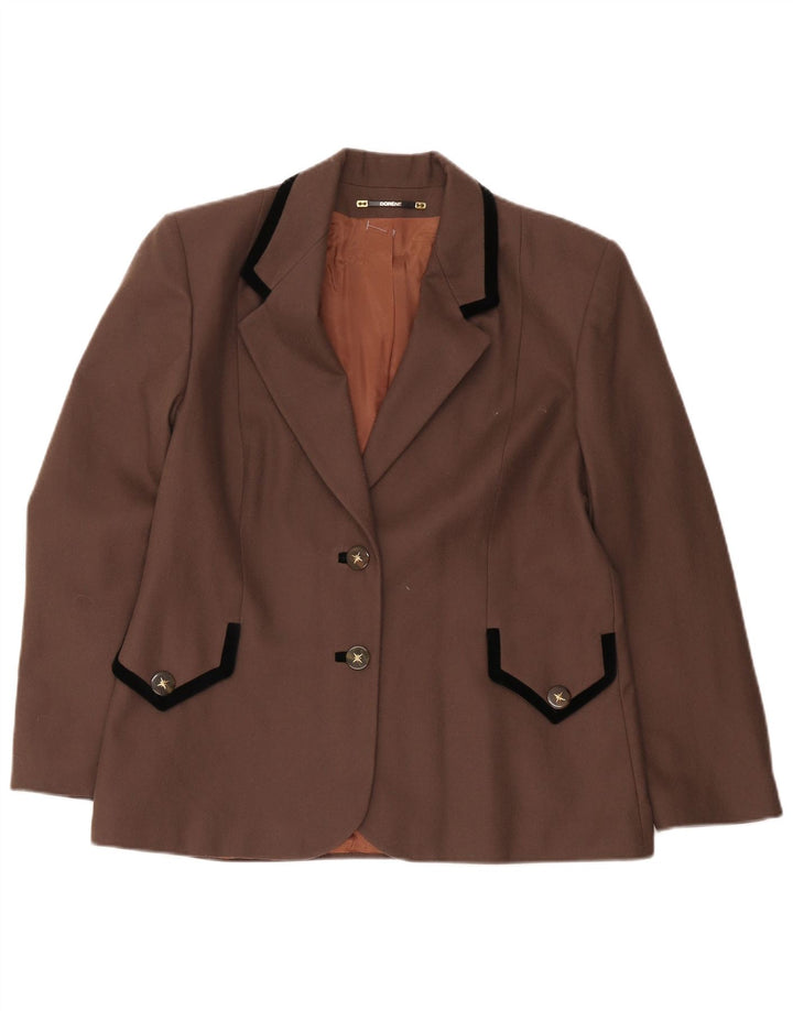 Dorene Dame 2 Button Blazer Jacket UK 18 XL Brun Ny Uld