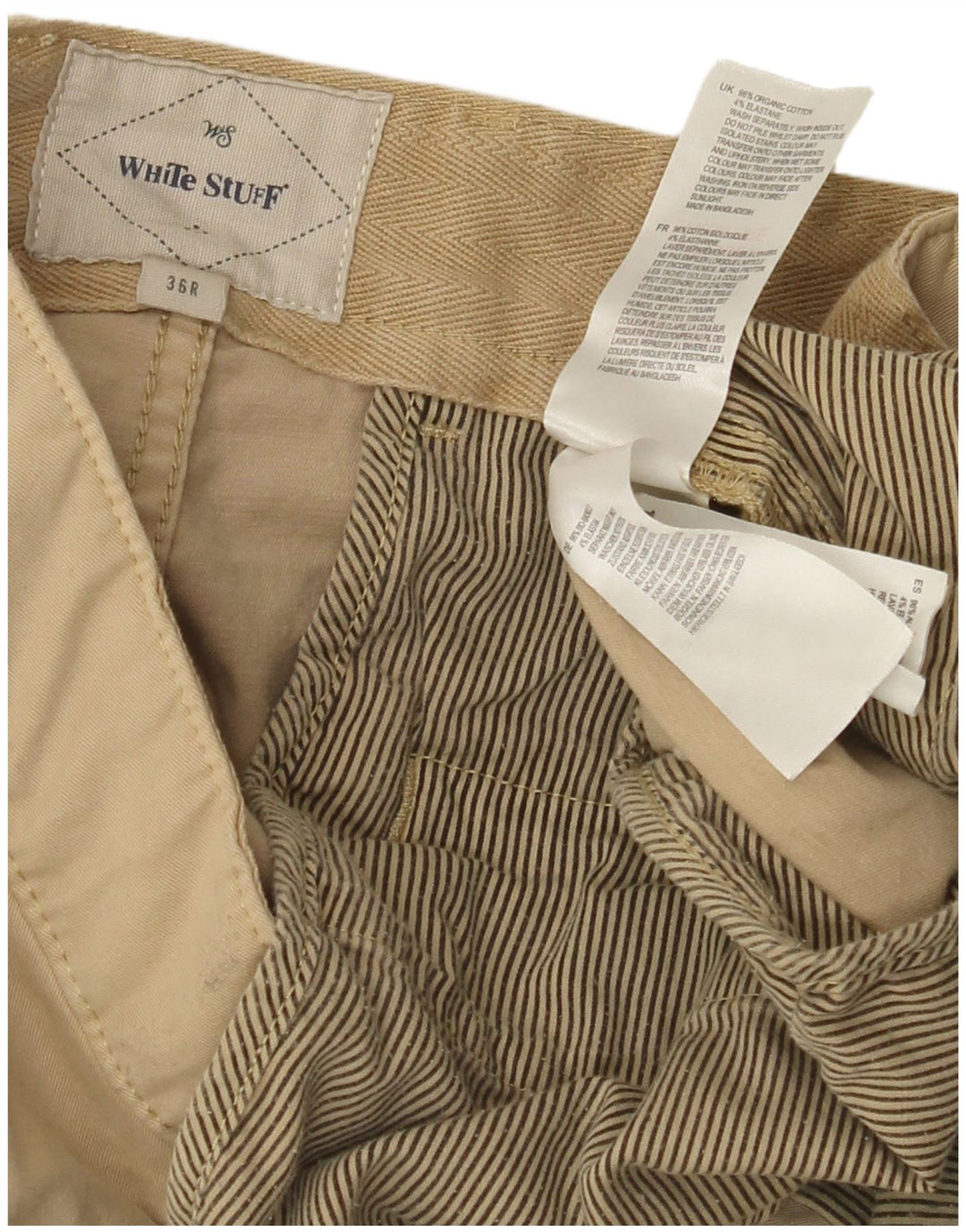 WHITE STUFF Mens Slim Chino Trousers W36 L31 Beige Cotton
