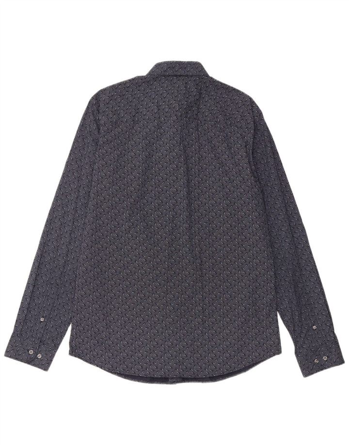 JACK & JONES Slim Fit skjorte til mænd Stor marineblå plettet bomuld