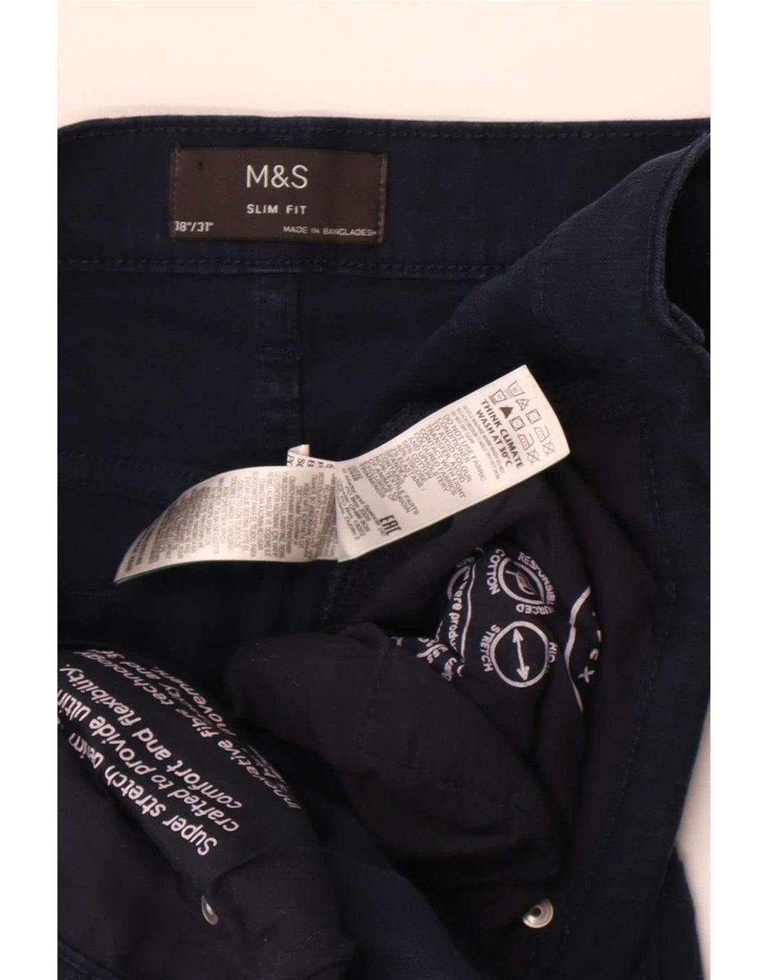 Marks & Spencer Herre Slim Jeans W38 L31 Marineblå Bomuld